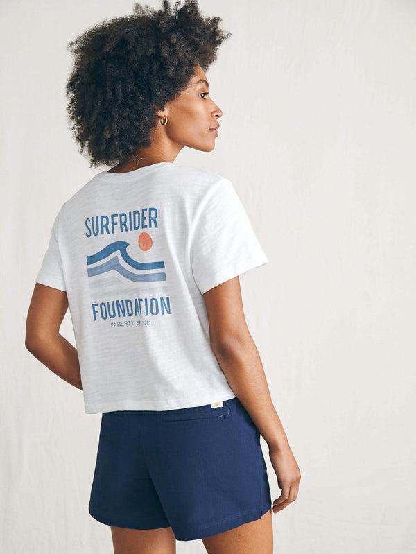 faherty Surfrider Sunwashed Cropped Tee - White Women's Knits