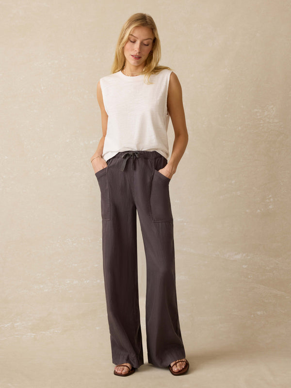 faherty Topanga Drape Pant - Washed Black Women's Bottoms