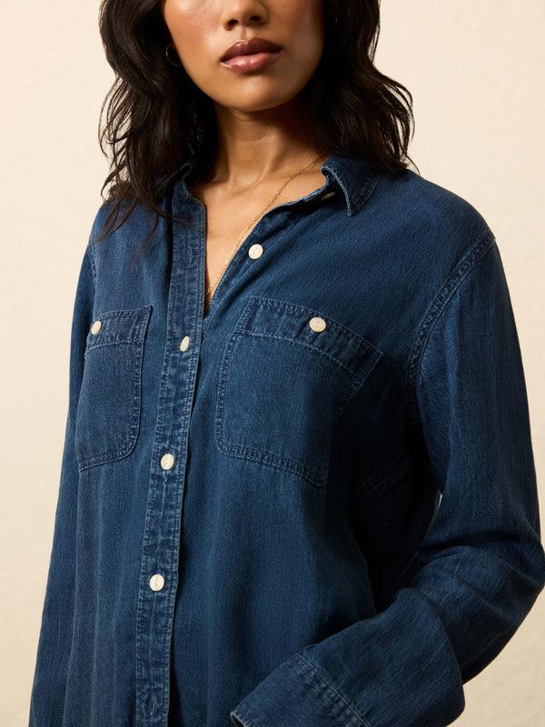 Faherty Tried & True Chambray Shirt - Night Lagoon Wash Women's Button Ups