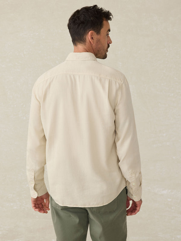 Faherty Tried & True Chambray Workshirt - Coastal Cream Men's Button Ups