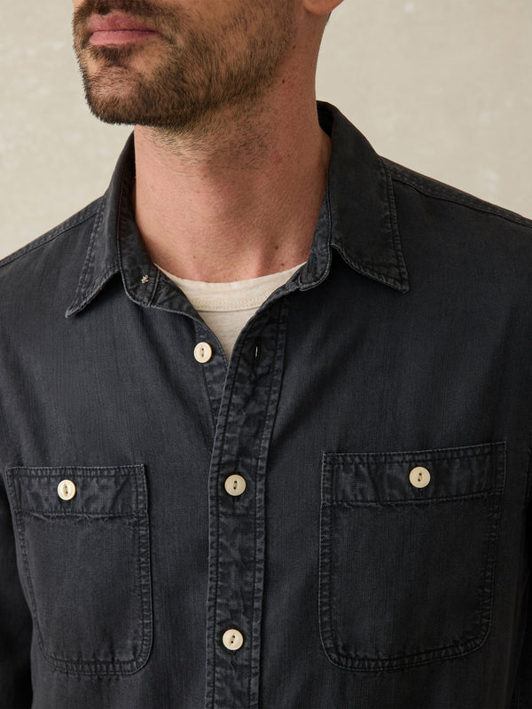 Faherty Tried & True Chambray Workshirt - Durango Black Men's Button Ups
