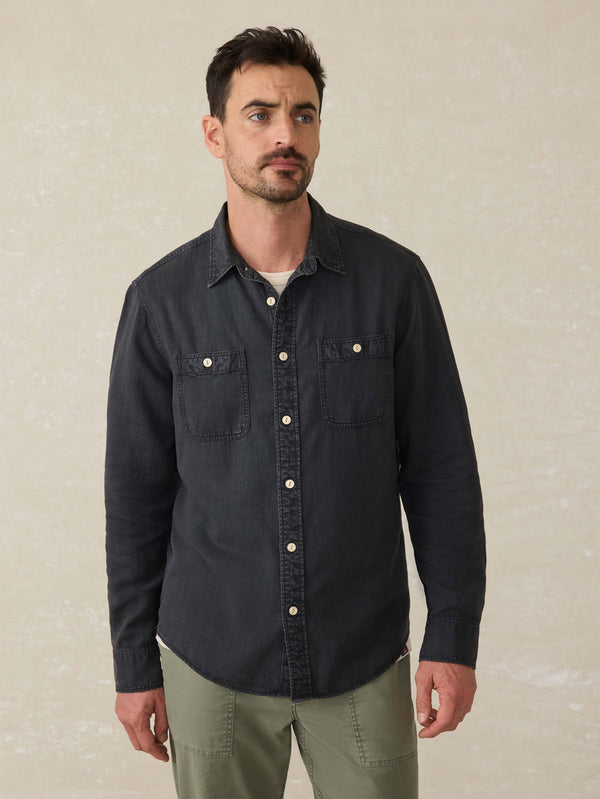 faherty Tried & True Chambray Workshirt - Durango Black Men's Button Ups