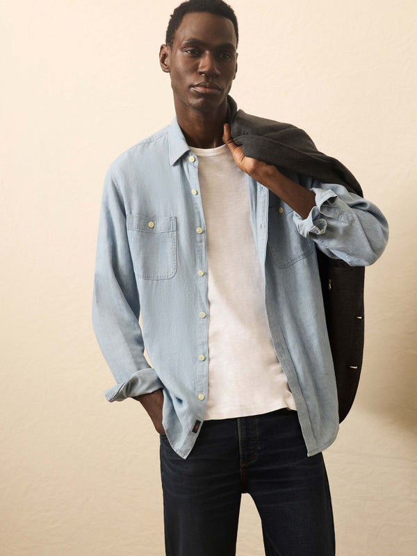 Faherty Tried & True Chambray Workshirt - Vintage Indigo Men's Button Ups