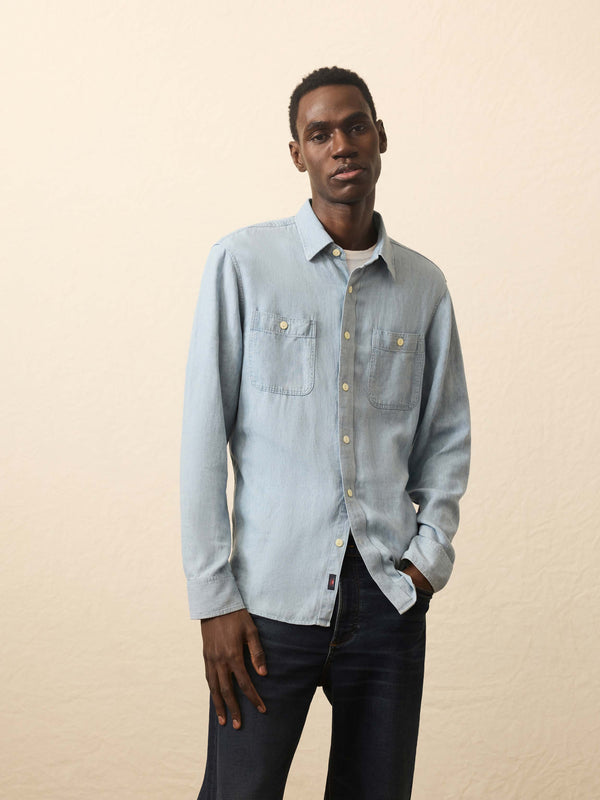 faherty Tried & True Chambray Workshirt - Vintage Indigo Men's Button Ups
