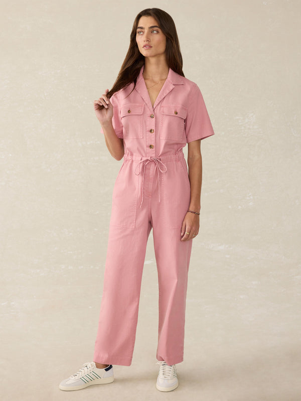 Faherty Utility Twill Raven Jumpsuit - Baroque Rose Women's Dresses