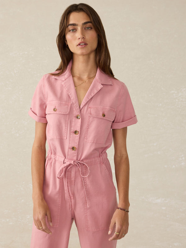 faherty Utility Twill Raven Jumpsuit - Baroque Rose Women's Dresses