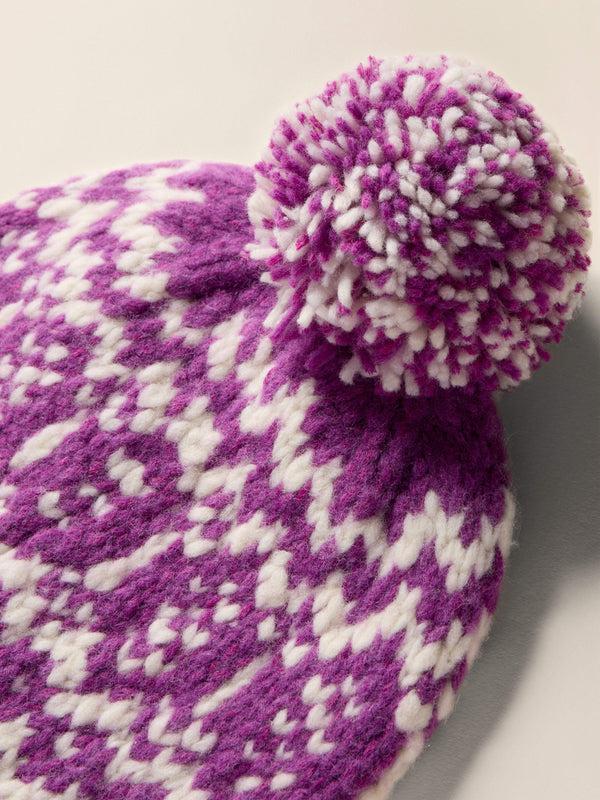 Faherty Valley Fairisle Pom Beanie - Purple Fairisle Accessories Hats