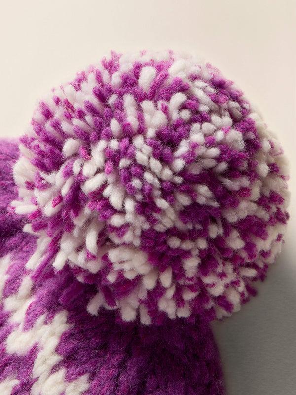 Faherty Valley Fairisle Pom Beanie - Purple Fairisle Accessories Hats