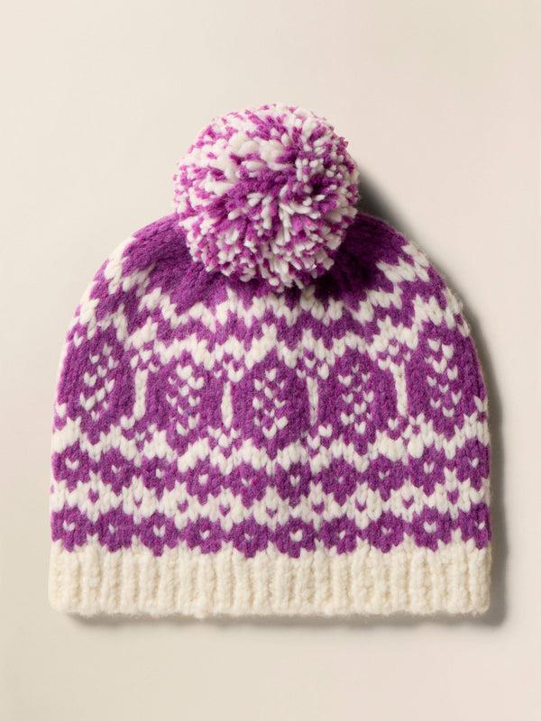faherty Valley Fairisle Pom Beanie - Purple Fairisle Accessories Hats