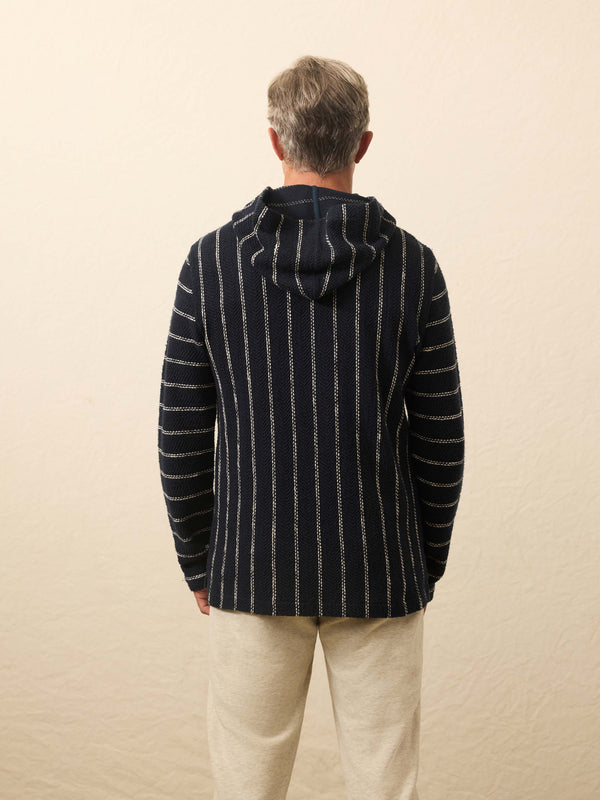 Faherty Whitewater Hoodie - Navy Point Stripe Men's Hoodies U0026 Pullovers