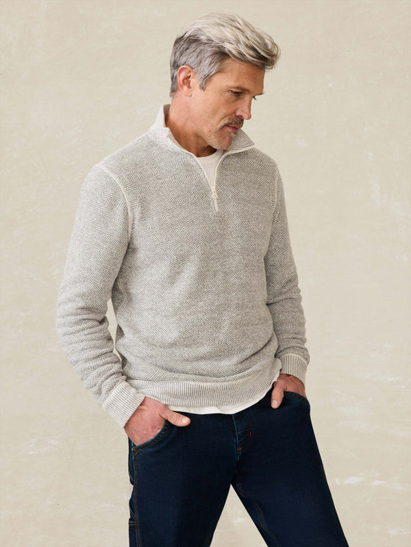 faherty Whitewater Quarter Zip - Grey Shell Loop Men's Hoodies u0026 Pullovers