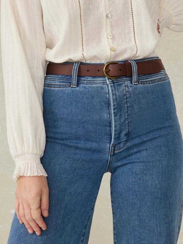 Faherty Women's Leather Belt - Saddle Brown Women's Belts