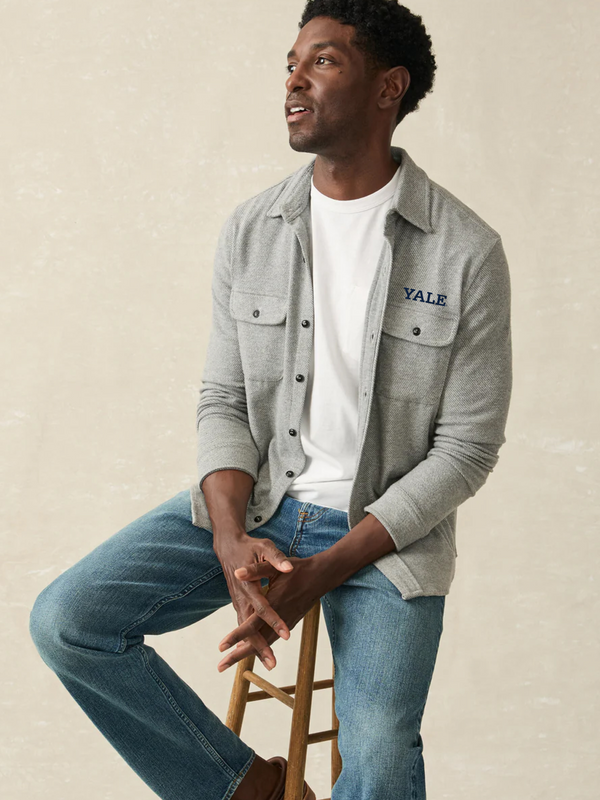 Faherty Yale Legend™ Sweater Shirt - Fossil Grey Twill Men's Button Ups