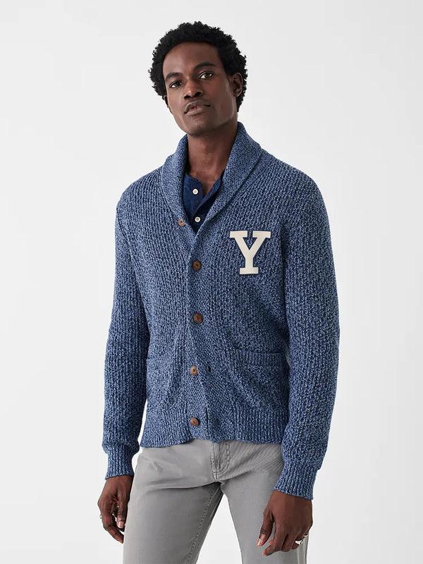 faherty Yale Marled Cotton Cardigan - Navy Night Marl Men's Location Product