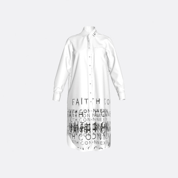 faith connexion ALTA MODA MIAMI LONG COTTON POPLIN SHIRT DRESS WITH FAITH CONNEXION LOGO