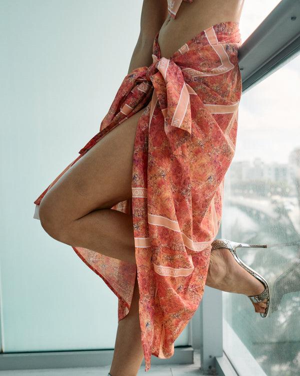 Faith Connexion ALTA MODA MIAMI LONG DRAPED FLORAL SKIRT