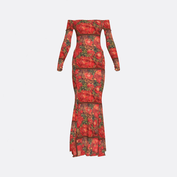 faith connexion ALTA MODA MIAMI OFF-SHOULDER FLORAL PRINT BODYCON DRESS