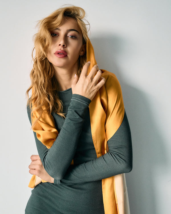 Faith Connexion ALTA MODA MIAMI OVERSIZED STRETCH SILK DOUBLE GEORGETTE SCARF