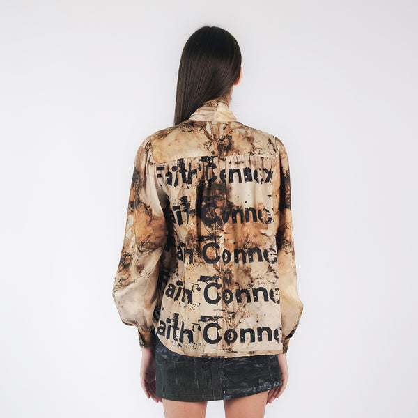 Faith Connexion DISINTEGRATION PRINT BOW BLOUSE | EDGAR AGUILAR | EDGAR AGUILAR