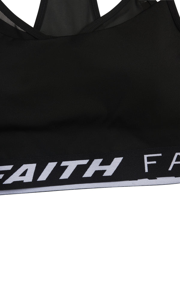 Faith Connexion BLACK LETY STRAPPY SPORTS BRA TANK