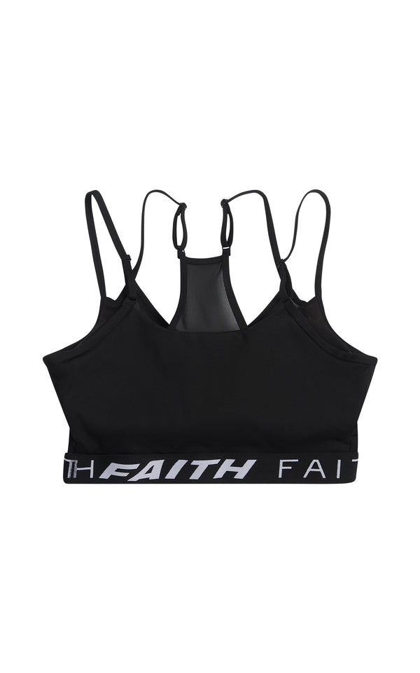 Faith Connexion BLACK LETY STRAPPY SPORTS BRA TANK