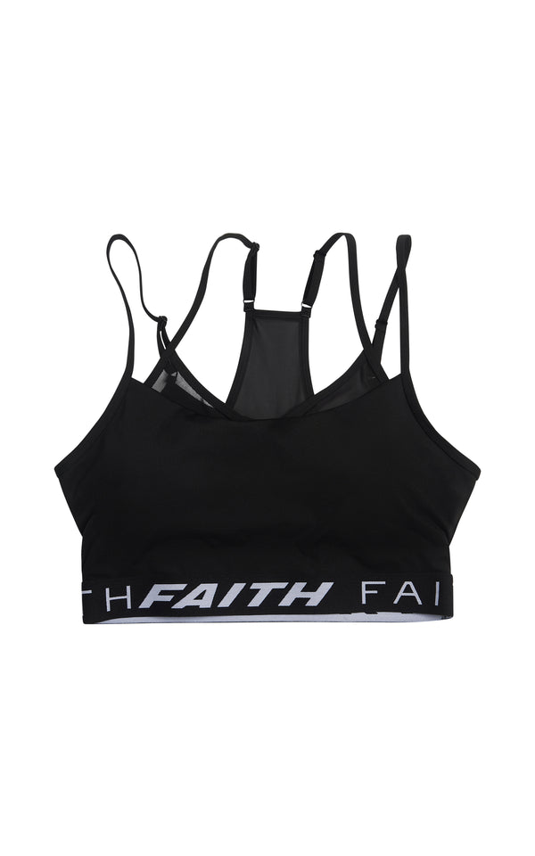faith connexion BLACK LETY STRAPPY SPORTS BRA TANK
