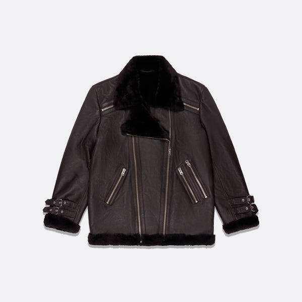 faith connexion BLACK SHEARLING JACKET