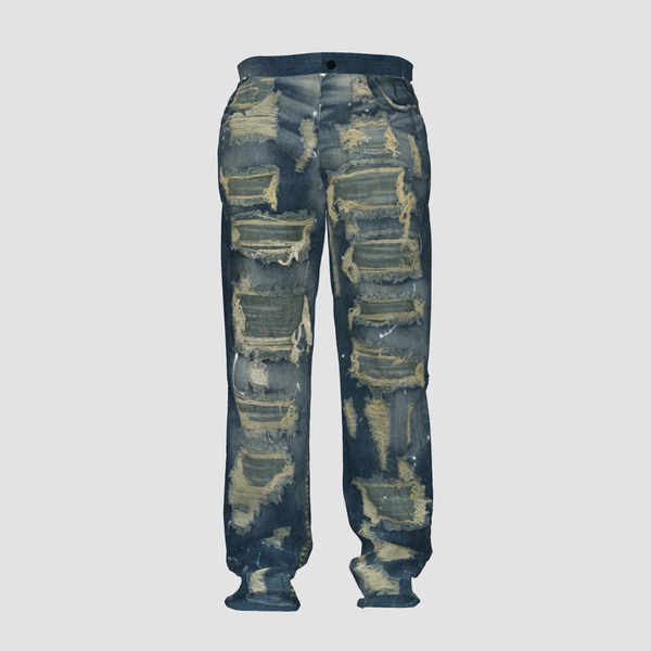 faith connexion COTTON PANTS WITH DENIM EFFECT