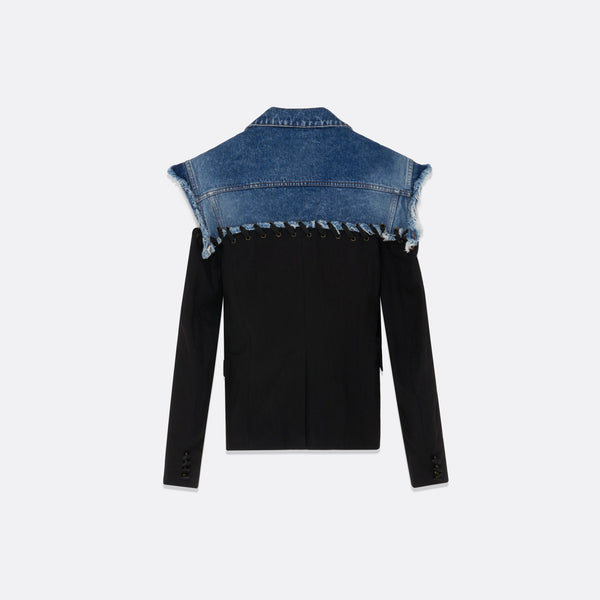 Faith Connexion MIXED-FABRIC EYELET BLAZER
