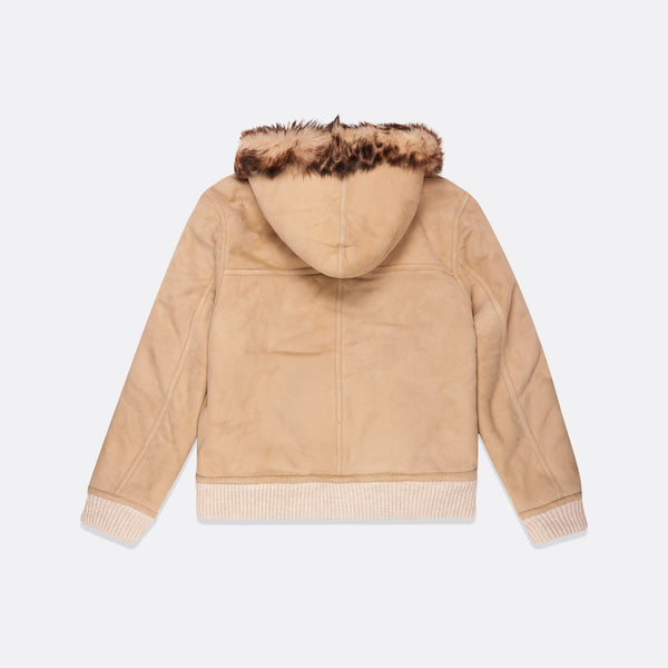 Faith Connexion SHEARLING HOODED LEATHER JACKET