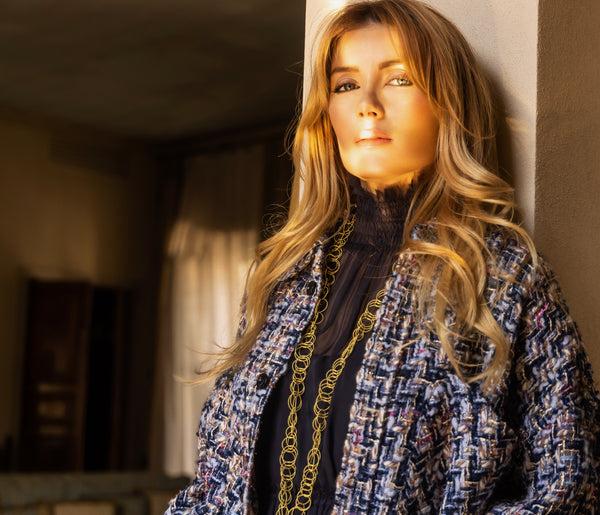 Faith Connexion UNISEX OVERSIZED BLUE TWEED SHIRT