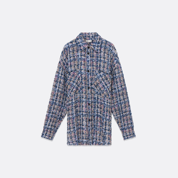 faith connexion UNISEX OVERSIZED BLUE TWEED SHIRT