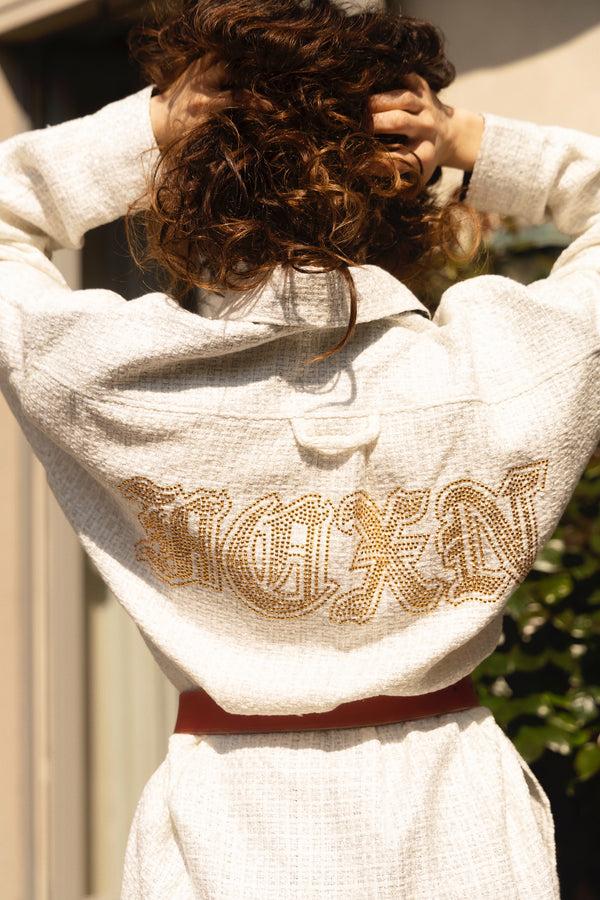 Faith Connexion UNISEX OVERSIZED WHITE TWEED SHIRT