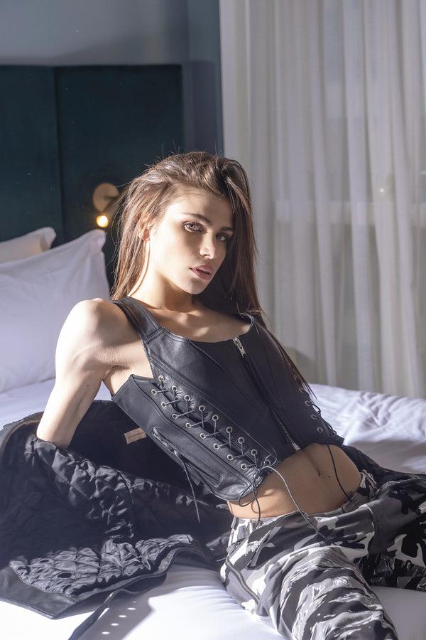 Faith Connexion WOMEN'S LEATHER LACED CORSET