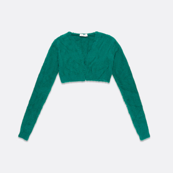faith connexion KNITTED HIGH COLLAR CROPPED CARDIGAN
