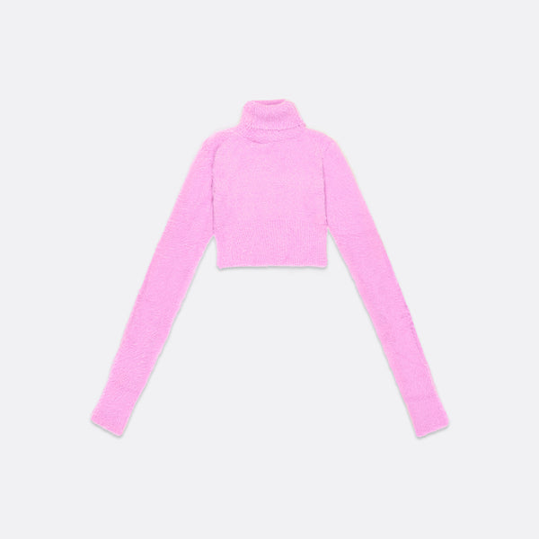 faith connexion KNITTED HIGH COLLAR CROPPED SWEATER