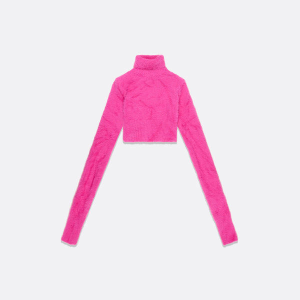 faith connexion KNITTED HIGH COLLAR CROPPED SWEATER