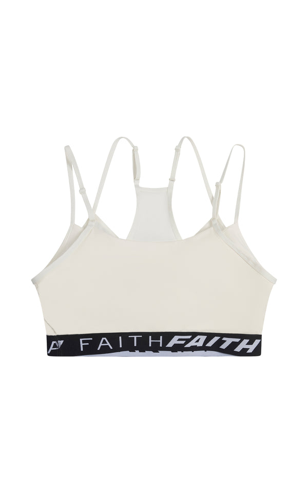 Faith Connexion OFF WHITE LETY STRAPPY SPORTS BRA TANK