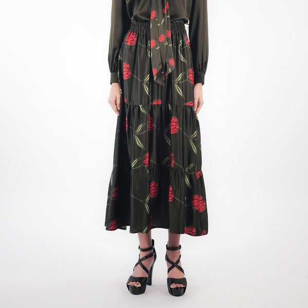 faith connexion ROSE SKIRT IN SILK STRETCH CHARMEUSE | KATE PEREZ