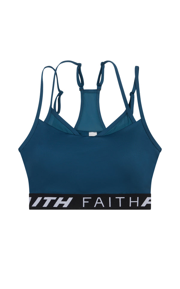 faith connexion SAILOR BLUE LETY STRAPPY SPORTS BRA TANK