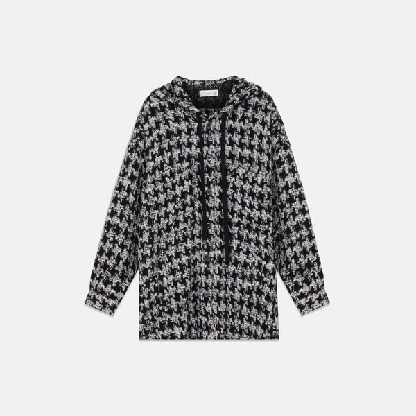 faith connexion UNISEX HOODED OVERSIZED TWEED SHIRT