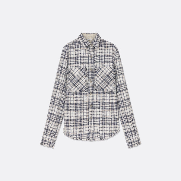 faith connexion UNISEX STRUCTURED OVERSIZED NAVY TWEED SHIRT