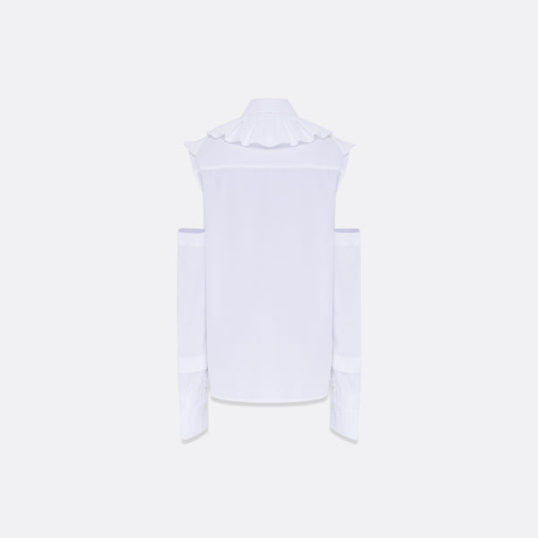 Faith Connexion WOMEN'S COTTON RUFFLED SHIRT WITH REMOVABLE SLEEVES