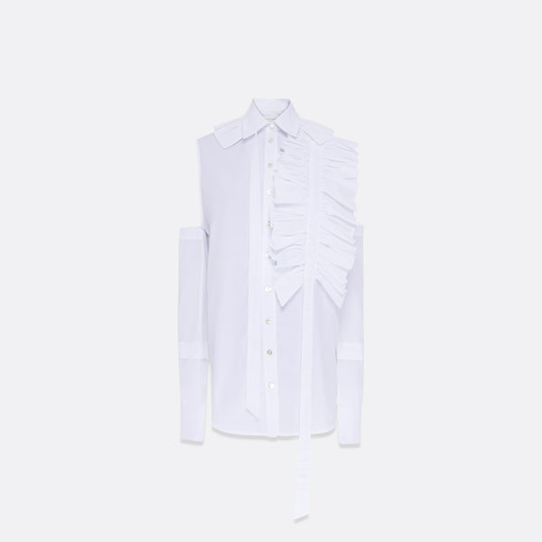 faith connexion WOMEN'S COTTON RUFFLED SHIRT WITH REMOVABLE SLEEVES