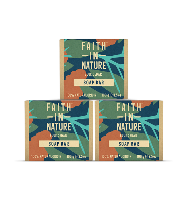 faith in nature 3 x Blue Cedar Soap Bars