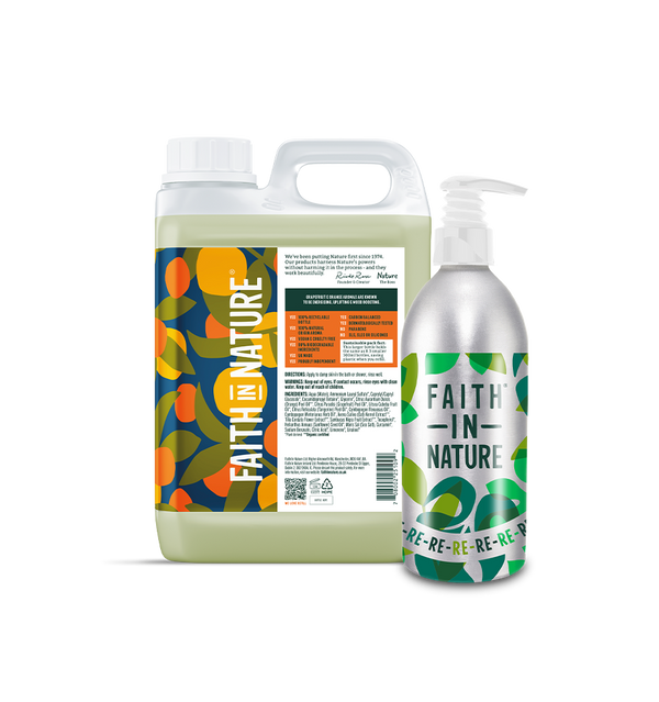 faith in nature Grapefruit & Orange Body Wash 2.5L With Aluminium Refill Bottle