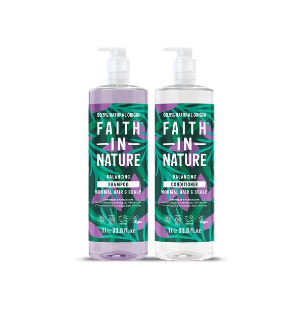 faith in nature Lavender & Geranium 1L Shampoo & Conditioner Set