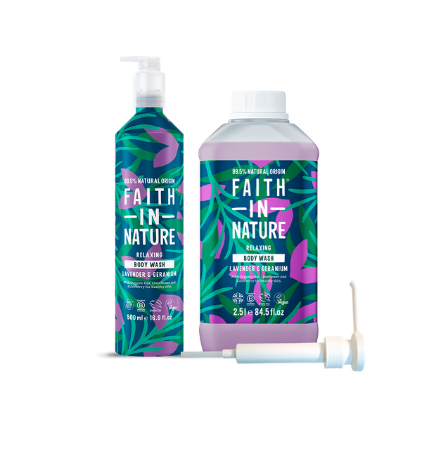 faith in nature Lavender & Geranium Body Wash - Aluminium Refill Set