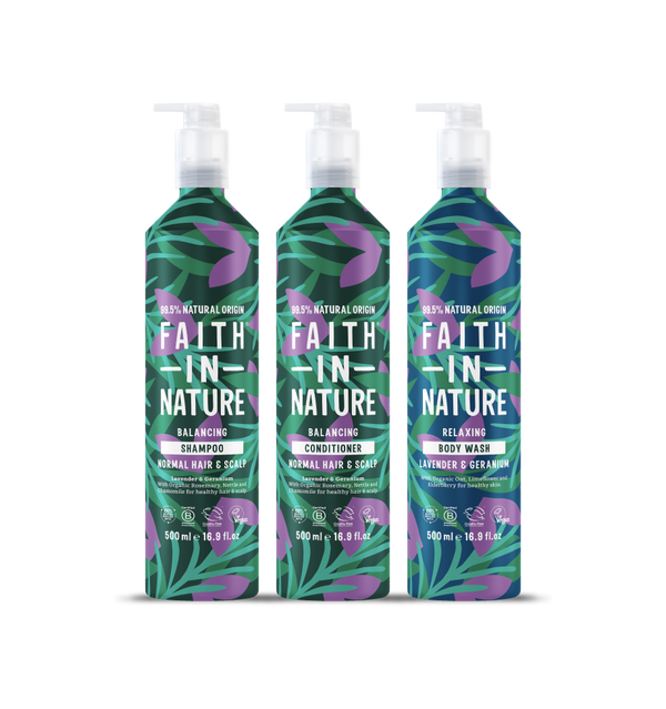 faith in nature Lavender & Geranium Hair & Body Set - 500ml Aluminium