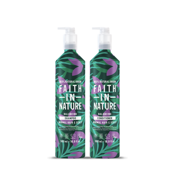 faith in nature Lavender & Geranium Shampoo and Conditioner Set - 500ml Aluminium